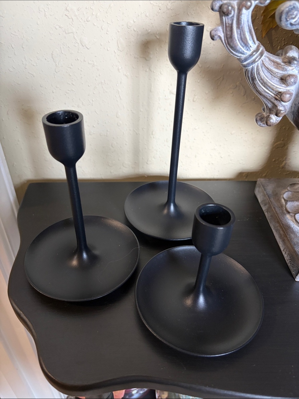 IKEA Black Metal Taper Candle Holders - Set of 3
